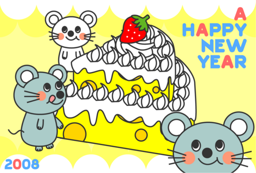 ケーキ・チーズの年賀状素材