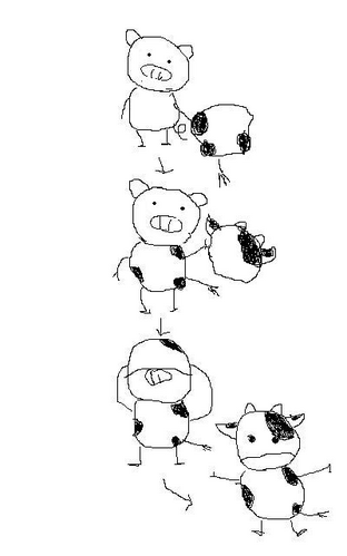 うしになるブタの年賀状素材