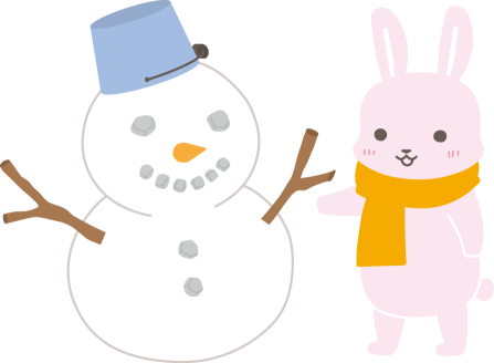 ゆきだるまとうさぎさんの年賀状素材