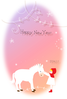 年賀状素材-赤ずきんちゃんと馬